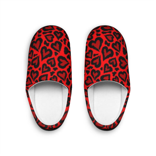 Women's Slippers - Heart Leopard Slippers