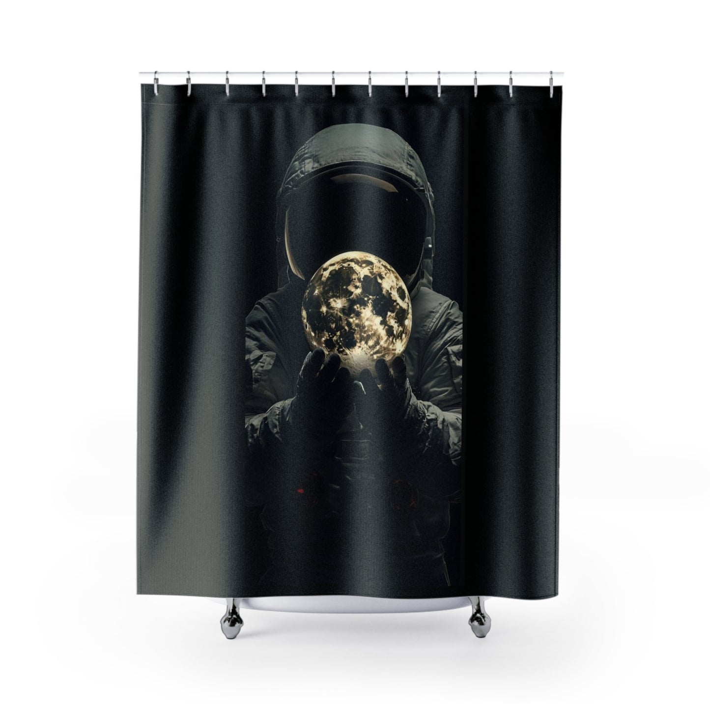 Astronaut Shower Curtains with Glowing Moon Design