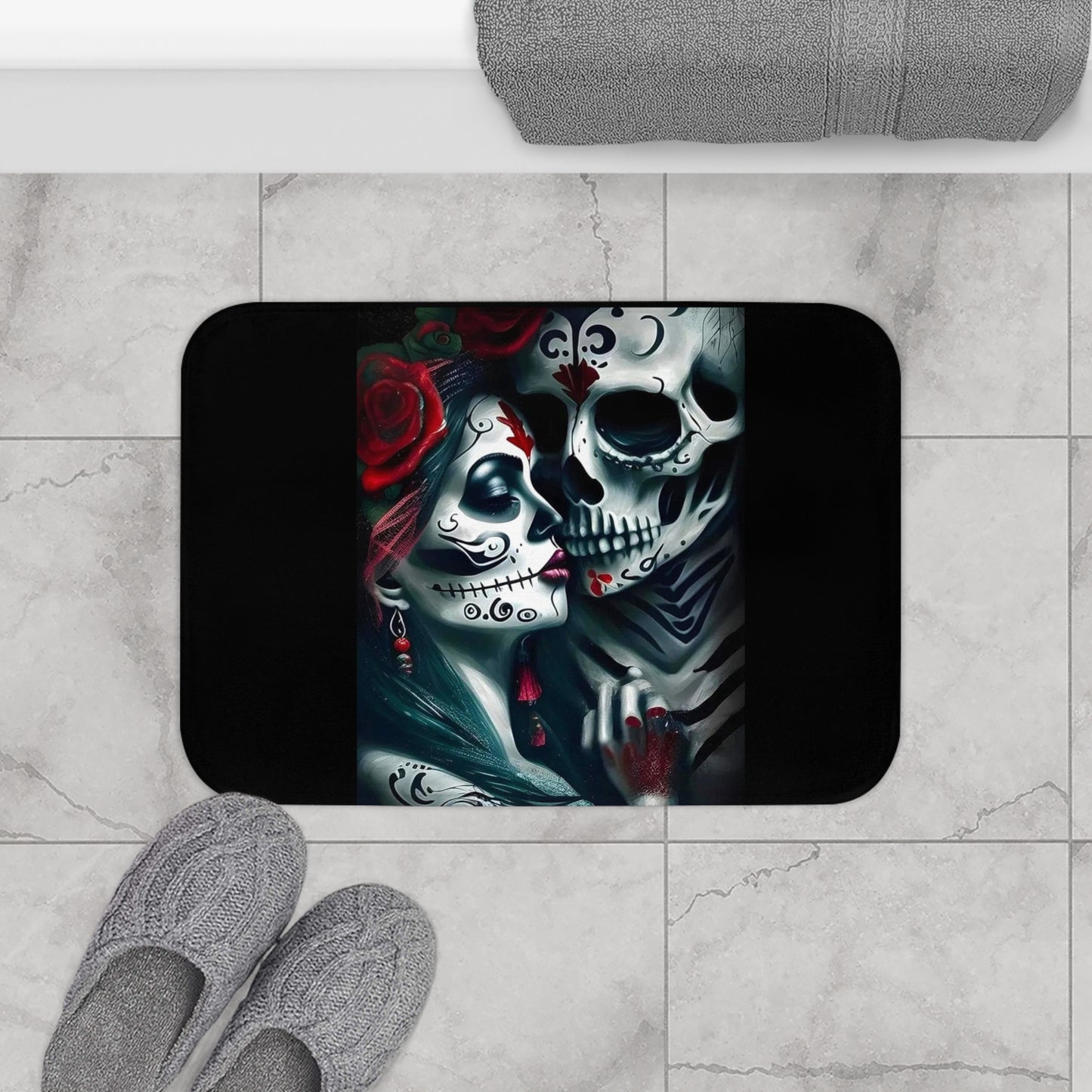 Skeleton Love Bath Mat - Gothic Bathroom Decor.