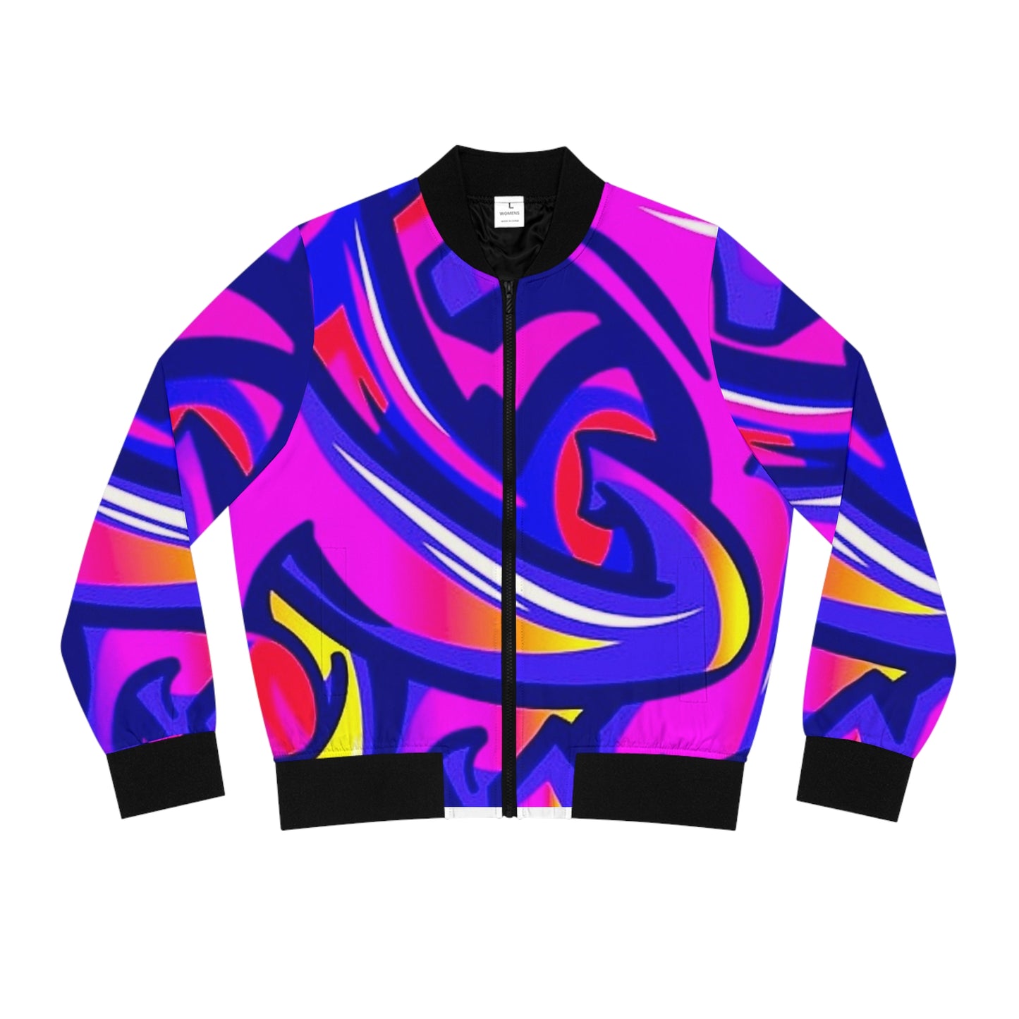 Colorful Graffiti Women Bomber Jacket, Trendy Streetwear, Fashion Outerwear, Urban Style Coat, Hip Hop Clothing, Cool Graphic Print