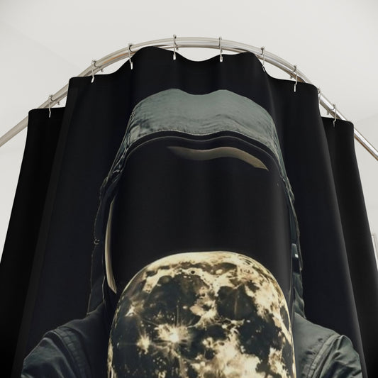 Astronaut Shower Curtains with Glowing Moon Design