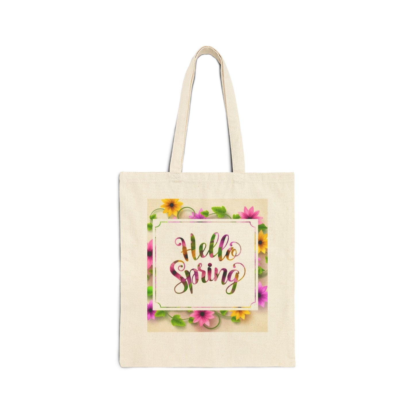 Hello Spring Cotton Canvas Tote Bag